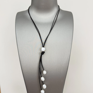 Riverbend Leather and Pearl Necklace