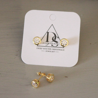 Bezeled Stud Earrings