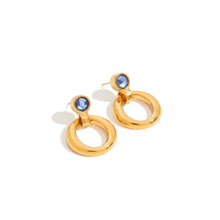 Blue Gem Loop Earrings
