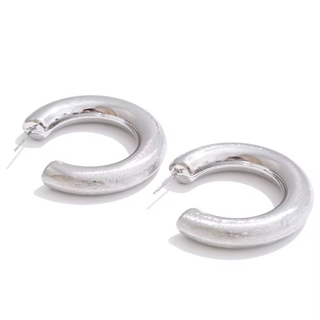 Sculpted Silver Hoop Earrings