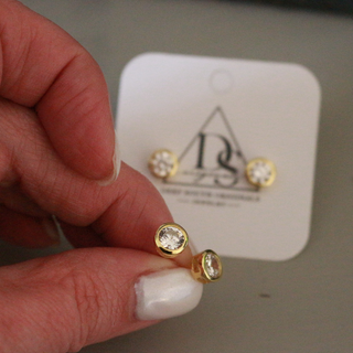 Bezeled Stud Earrings