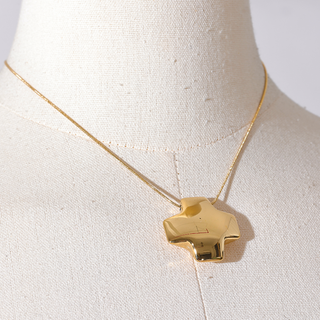 Sculpted Cross Necklace – Gold – Stainless Steel