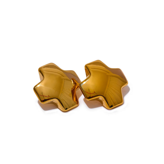 Sculpted Cross Earrings – Gold – Stainless Steel
