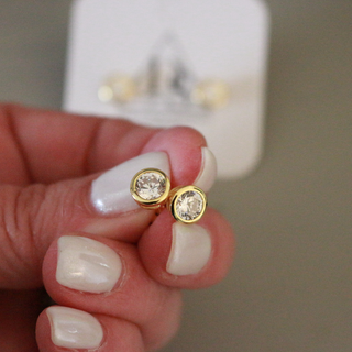 Bezeled Stud Earrings