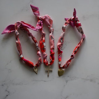Scarf Necklace ~ Pink Horse Pattern