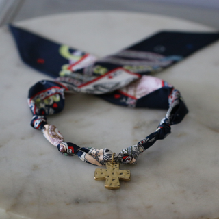Navy Grace Scarf Necklace