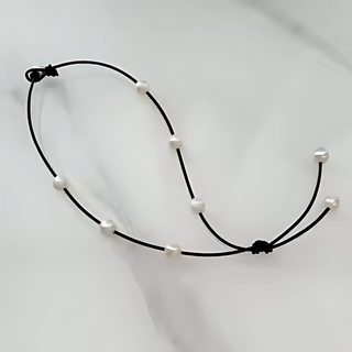 Driftwood Pearl Leather Necklace