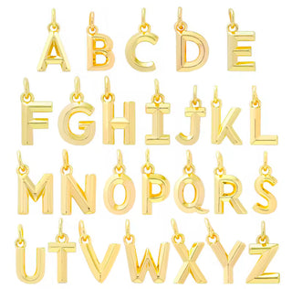Modern Minimalist Initial Letter Charm Set (A-Z) ~ 14k Gold Plated Brass