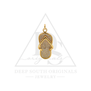 Gold Pave Flipflop Charm ~ Gold Filled -  -