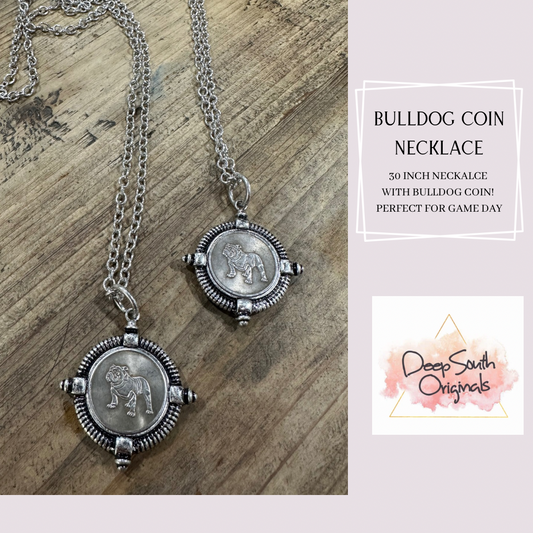 Bulldog coin necklace on 30in chain