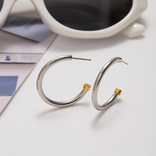 Everyday Two Tone Hoops 18k Gold Non Tarnish