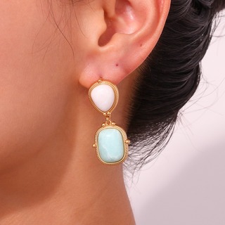 Harbor Mist Gemstone Drop Earrings – 18k Plated Stainless Steel