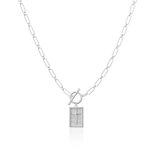 Framed Cross Toggle Necklace 18k Gold Non Tarnish Water Resistant
