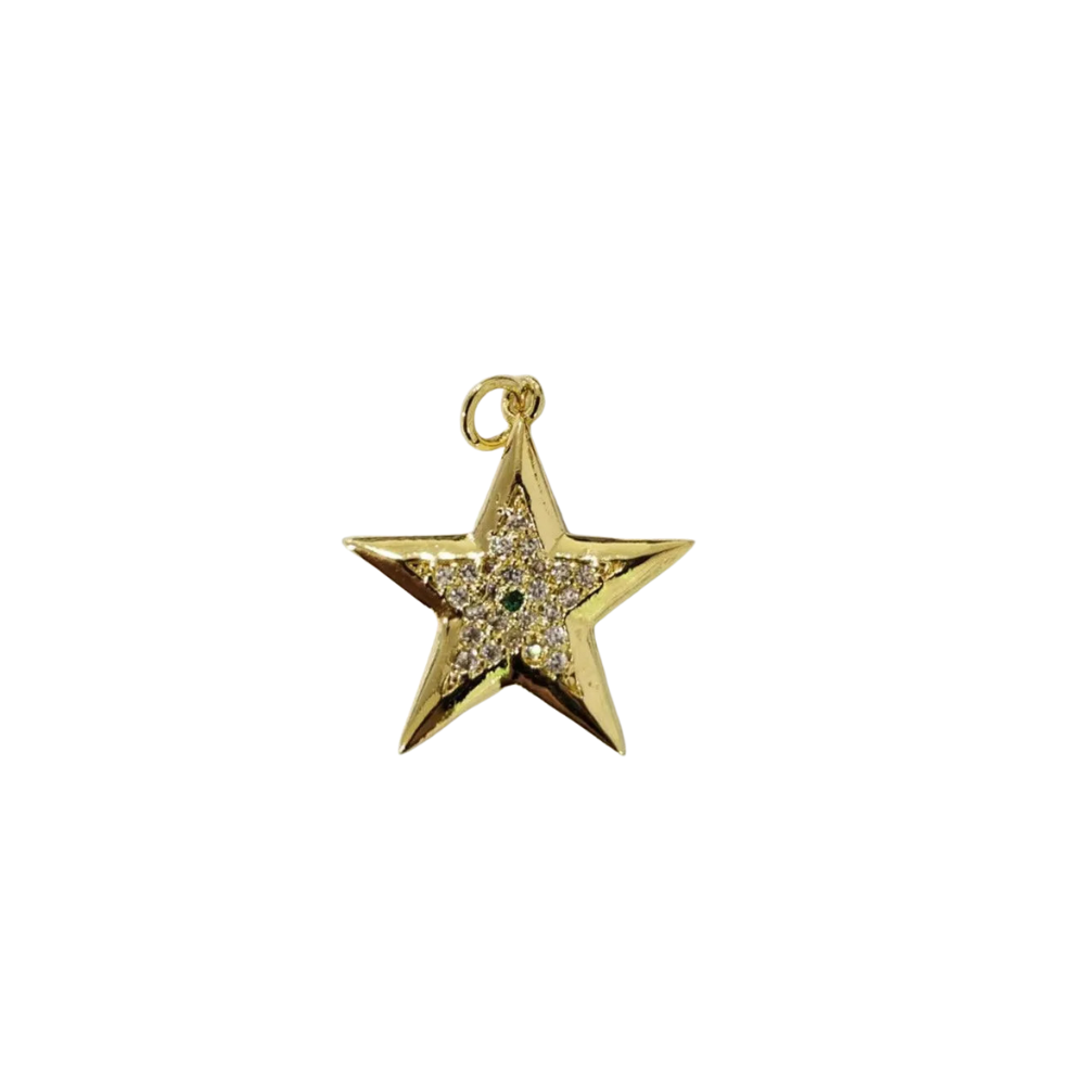 Shining Star Charm ~ 14k Gold Plated Brass Charm for Necklaces and Bracelets