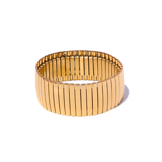Eleanor Ribbed Cuff Bracelet 18K Gold Non Tarnish