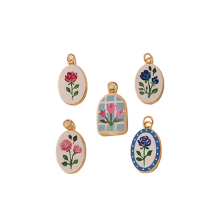 Handpainted Floral Tile Charms