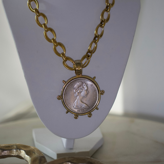 Royal Portrait Mixed Metal Coin Necklace
