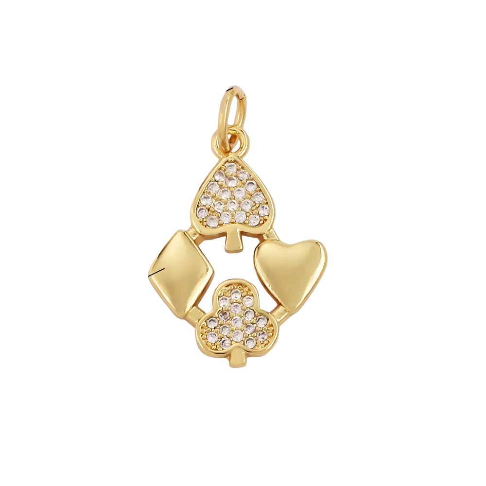 Royal Flush Charm ~ 14k with Gold-Filled and CZ Stone