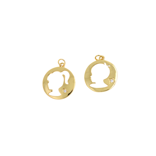 Silhouette Charm ~ 14k Gold Plated Brass