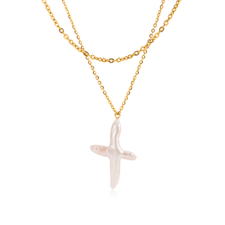 Eden Freshwater Pearl Cross Necklace