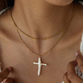 Eden Freshwater Pearl Cross Necklace