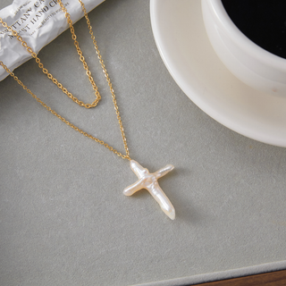 Eden Freshwater Pearl Cross Necklace