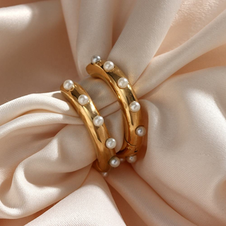 Sophie Pearl Hoop Earrings 18K Gold-Plated Non-Tarnish