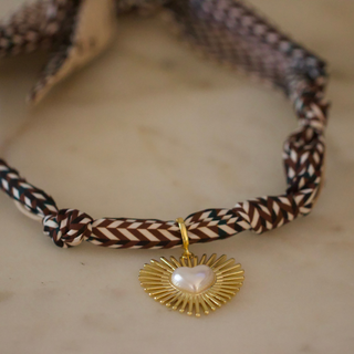 Sunbeam Heart Scarf Bracelet – Brown Tones