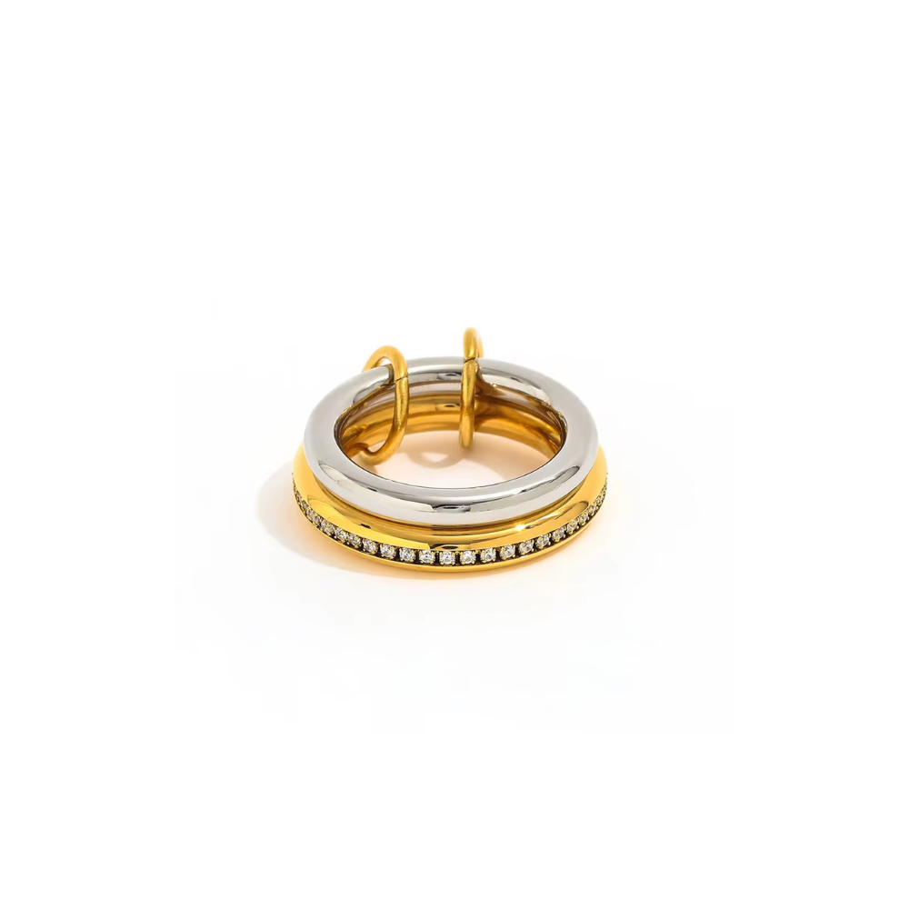 Sammi Ring ~ Two-Tone Stacked Design, 18k PVD Gold-Plated Stainless Steel