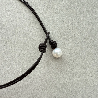Riverbend Leather and Pearl Necklace