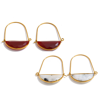 Amelie Gemstone Hoops – Red Agate or White Moonstone