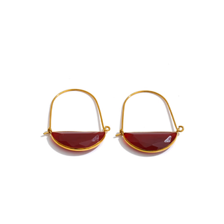 Amelie Gemstone Hoops – Red Agate or White Moonstone