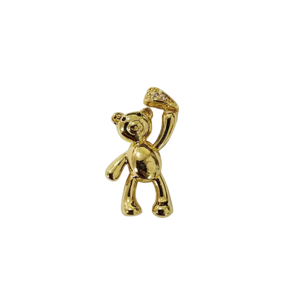 Party Bear Charm ~ 14k Gold Plated Brass Charm for Necklaces and Bracelets