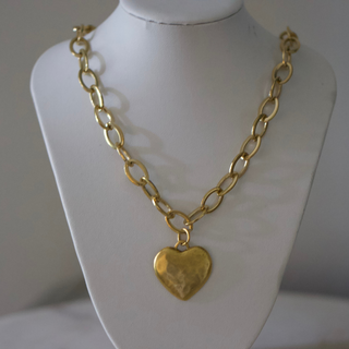 Hammered Heart Chain Necklace