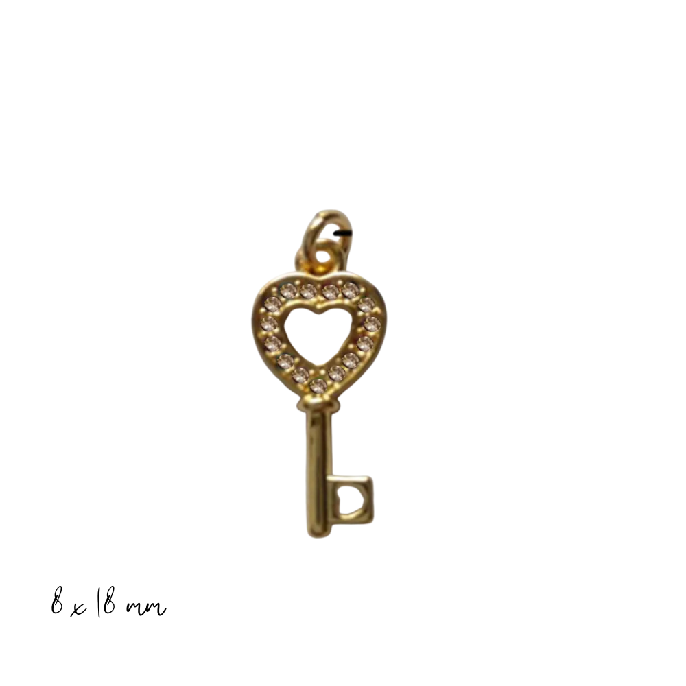 Golden Heart Key Charm