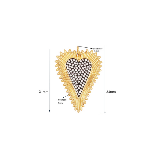 Radiant Sunburst Heart Charm