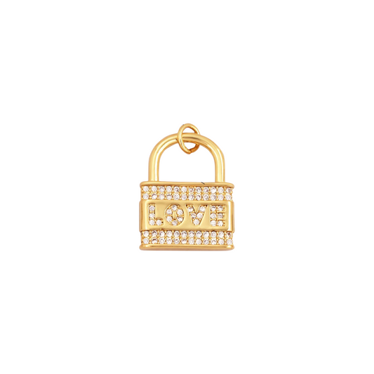 Locked in Love Charm ~ 14k gold plated brass