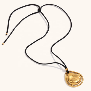 Pendant Cord Necklace 18K Gold Non Tarnish Water Resistant