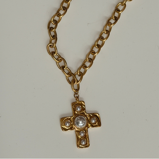 Providence Pearl Cross Necklace – 18K Gold-Plated Stainless Steel