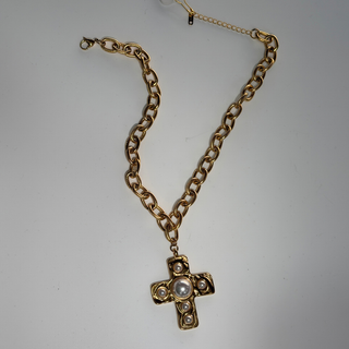 Providence Pearl Cross Necklace – 18K Gold-Plated Stainless Steel