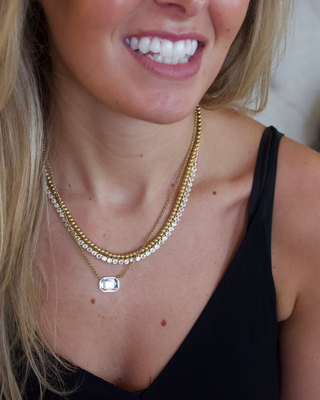 Walker Layered Crystal Necklace 18k Gold Non Tarnish