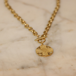 Cross Medallion Toggle Necklace – Gold or Silver