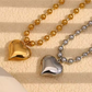 Beaded Heart Necklace ~ 18k Stainless Steel Necklace with Heart Pendan