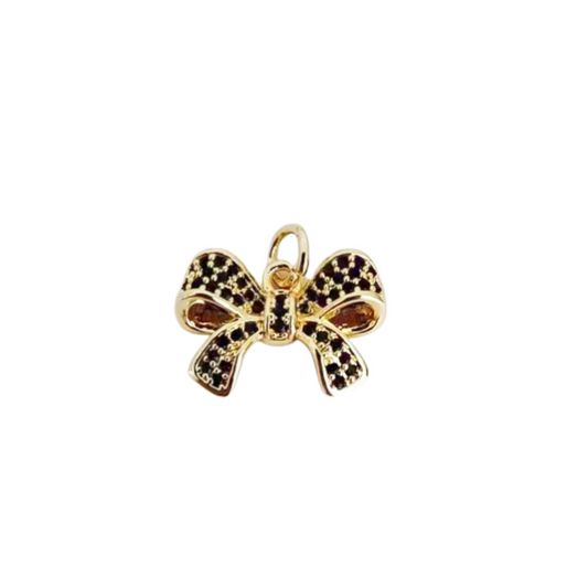 Midnight Bow Charm ~ 14k Gold Plated Brass Charm for Necklaces and Bracelets