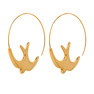 Bird Silhouette Hoop Earrings – Gold Stainless Steel