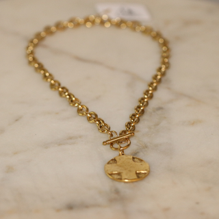 Cross Medallion Toggle Necklace – Gold or Silver