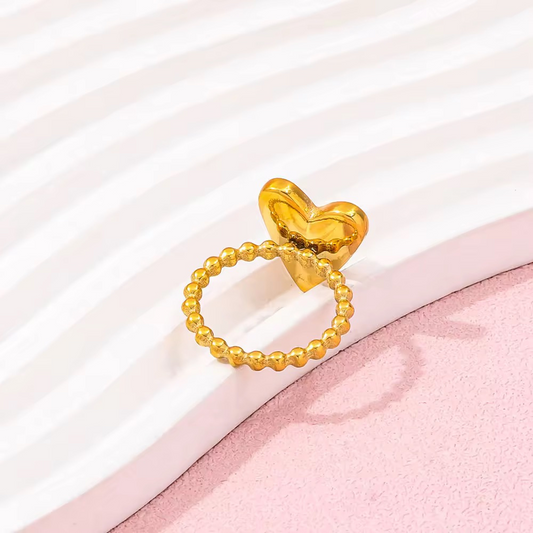 Hearts on Fire Ring ~ 18k PVD Gold-Plated Stainless Steel