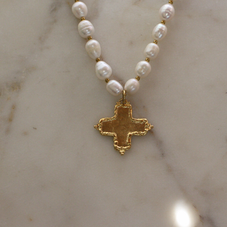 Adeline Pearl Cross Necklace