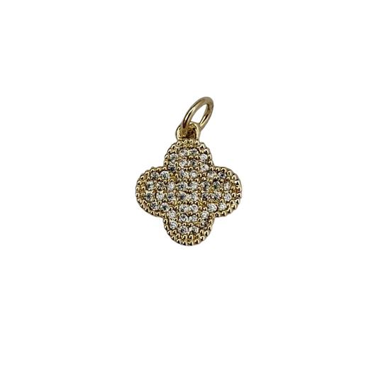 Solid Clover Charm ~ 14k Gold Plated Brass Charm for Necklaces and Bracelets