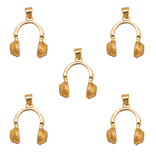 Headphones Charm Pendant – Gold